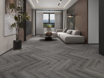Midnight Grey Herringbone – SPC Flooring
