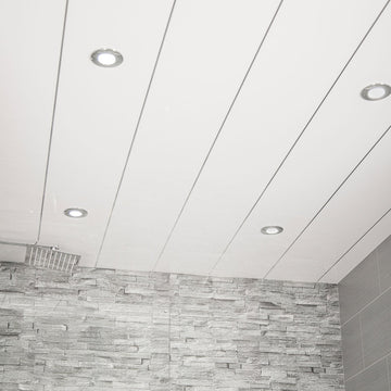White Bathroom Cladding Panels with Chrome Strip