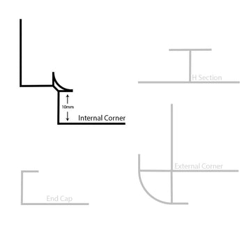 10mm Internal Corner Trim - Black | Plastic