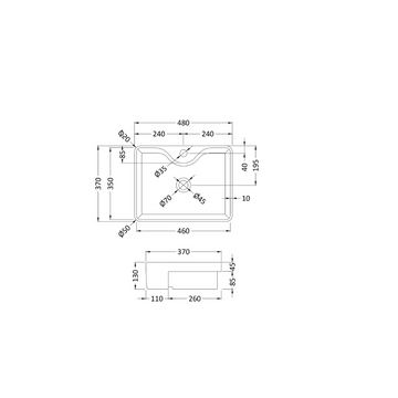 Semi-Recessed Basin 480 x 370 x 130mm