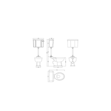 HR Richmond Mid Level Pan, Cistern and Flush Pipe Kit