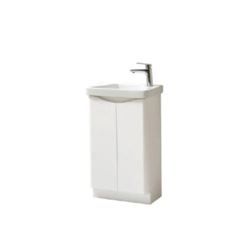 Arc 500mm Floor Standing 2 Door Cloackroom Unit & Ceramic Basin