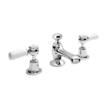 HR White Topaz With Lever Handle 3 Tap Hole Basin Mixer