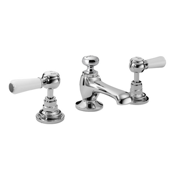 HR White Topaz With Lever Handle 3 Tap Hole Basin Mixer