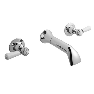 HR White Topaz With Lever Handle 3 Tap Hole Wall Mounted Basin Mixer