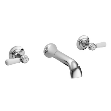 HR White Topaz With Lever Handle 3 Tap Hole Wall Mounted Basin Mixer