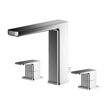 Windon Deck Mounted 3 Tap Hole Basin Mixer With Pop Up Waste
