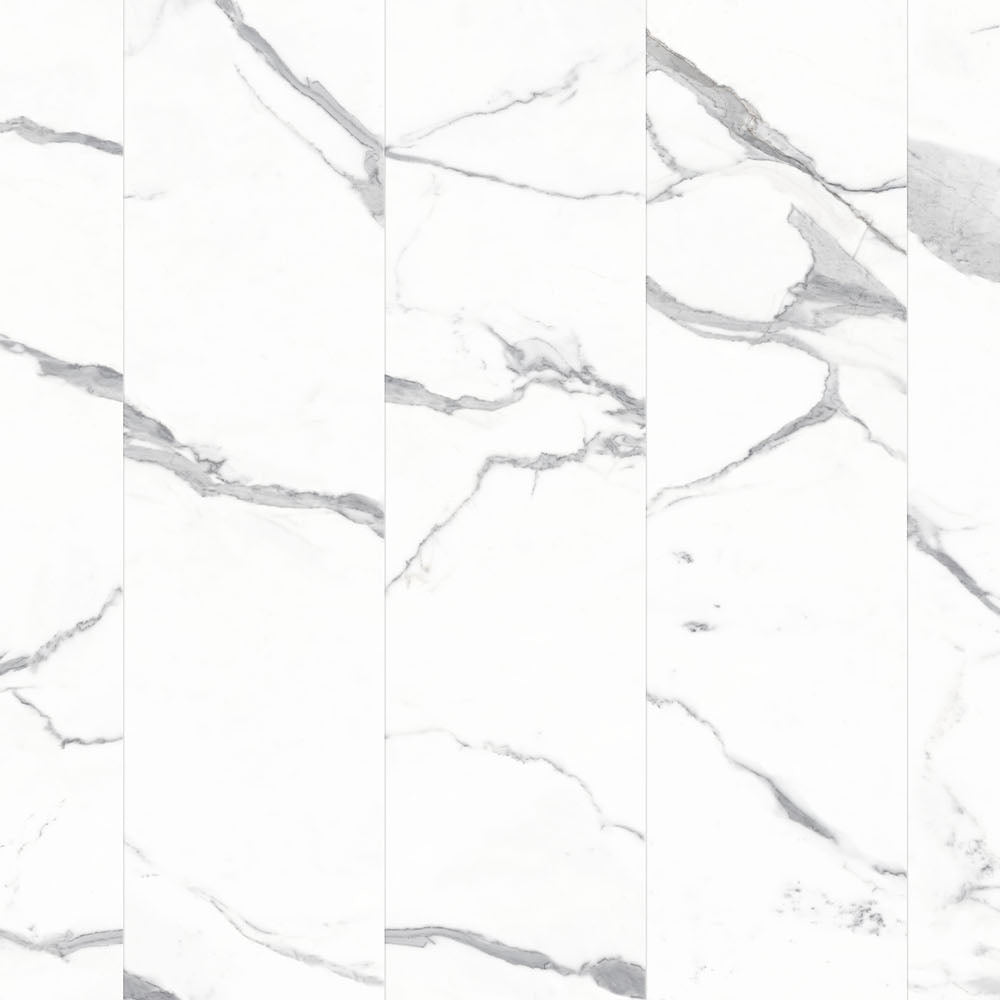 White marble tiles with gray veins on a white background