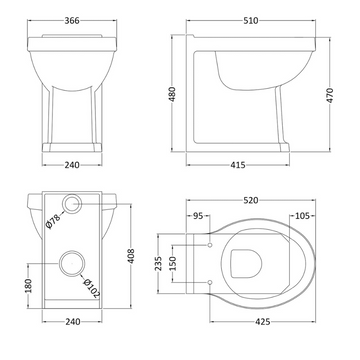 HR Richmond Comfort Height Back to Wall Pan