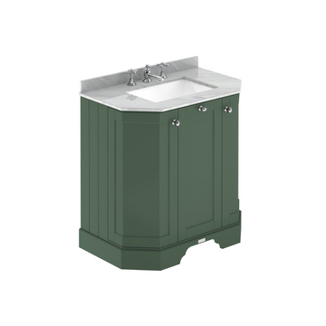 HR Floor Standing 3 Door Angled Vanity Unit with 3 Tap Hole Grey Marble Top 750mm