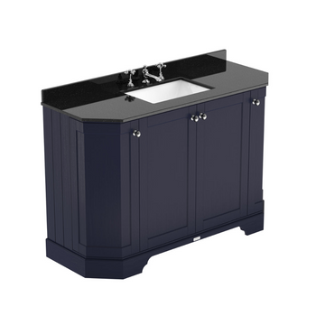 HR Floor Standing 4 Door Angled Vanity Unit with 3 Tap Hole Black Marble Top 1200mm