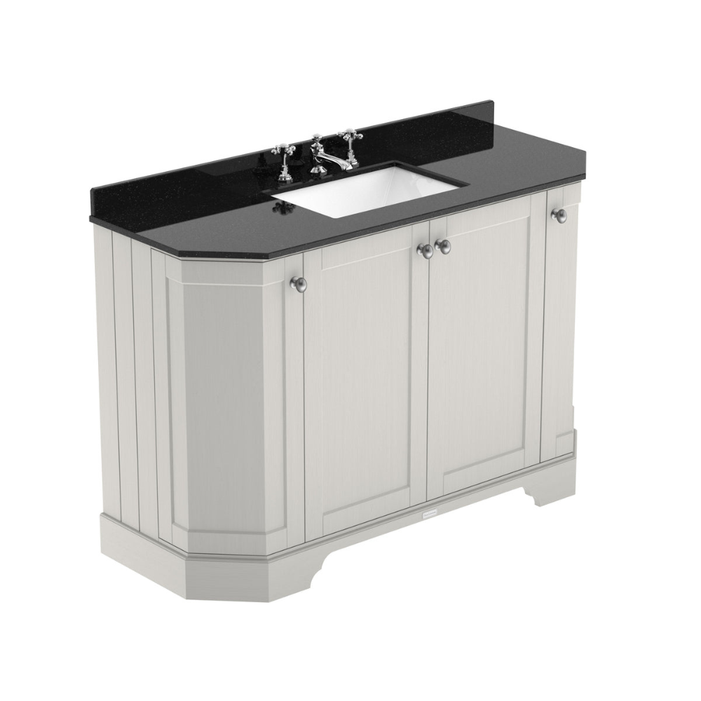 HR Floor Standing 4 Door Angled Vanity Unit with 3 Tap Hole Black Marble Top 1200mm