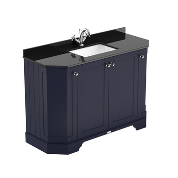 HR Floor Standing 4 Door Angled Vanity Unit with 1 Tap Hole Black Marble Top 1200mm