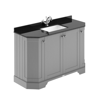 HR Floor Standing 4 Door Angled Vanity Unit with 1 Tap Hole Black Marble Top 1200mm