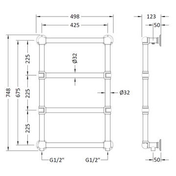 HR Epsom 1500 x 575mm Towel Rail
