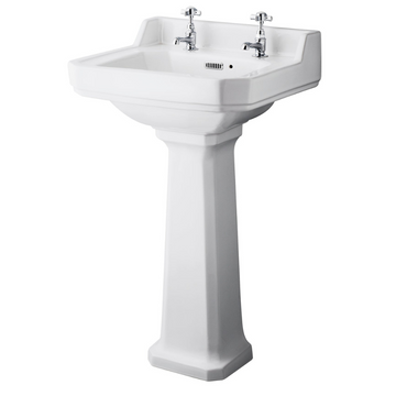 HR Richmond 500mm Basin & Pedestal 2 Tap Hole
