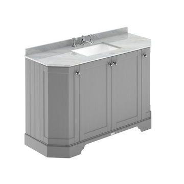 HR Floor Standing 4 Door Angled Vanity Unit with 3 Tap Hole Grey Marble Top 1200mm
