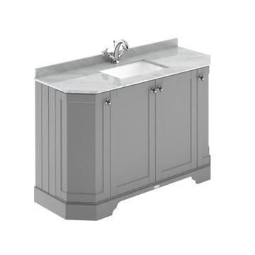 HR Floor Standing 4 Door Angled Vanity Unit with 1 Tap Hole Grey Marble Top 1200mm