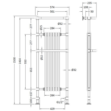 HR Brampton Towel Rail 1500 x 575mm