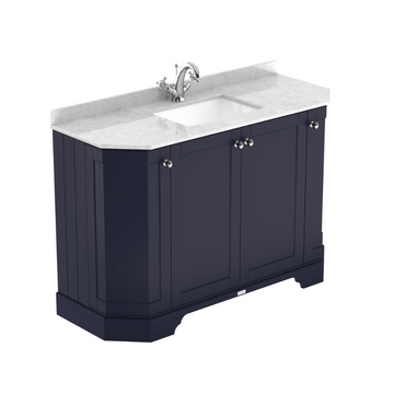 HR Floor Standing 4 Door Angled Vanity Unit with 1 Tap Hole White Marble Top 1200mm