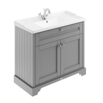 HR Floor Standing 2 Door Vanity Unit with 1 Tap Hole Ceramic Basin 1000mm
