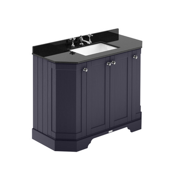HR Floor Standing 4 Door Angled Vanity Unit with 3 Tap Hole Black Marble Top 1000mm