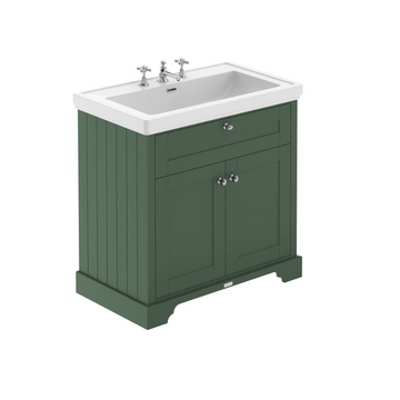 HR Old London Floor Standing 2 Door Vanity Unit & 3 Tap Hole Fireclay Basin, 800mm