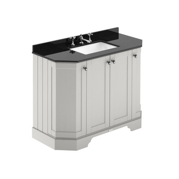 HR Floor Standing 4 Door Angled Vanity Unit with 3 Tap Hole Black Marble Top 1000mm