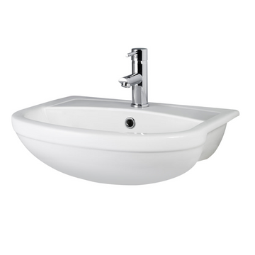 Fusion Fitted Round 1 Tap Hole Semi Recessed Ceramic Basin 500mm