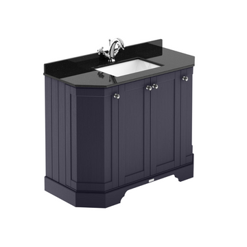 HR Floor Standing 4 Door Angled Vanity Unit with 1 Tap Hole Black Marble Top 1000mm