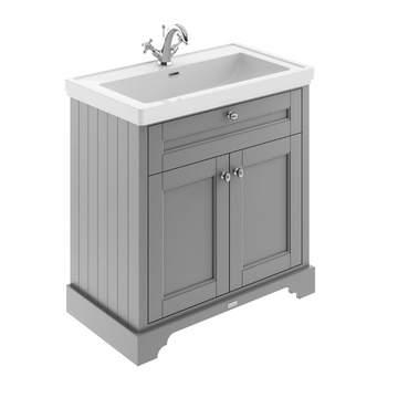 HR Old London Floor Standing 2 Door Vanity Unit & 1 Tap Hole Fireclay Basin, 800mm