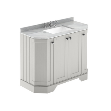 HR Floor Standing 4 Door Angled Vanity Unit with 3 Tap Hole Grey Marble Top 1000mm