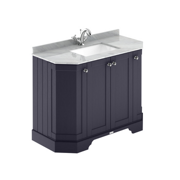 HR Floor Standing 4 Door Angled Vanity Unit with 1 Tap Hole Grey Marble Top 1000mm