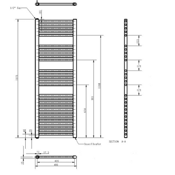 Electric Towel Rail 1375 x 480mm (500 Watt)