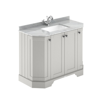 HR Floor Standing 4 Door Angled Vanity Unit with 1 Tap Hole Grey Marble Top 1000mm
