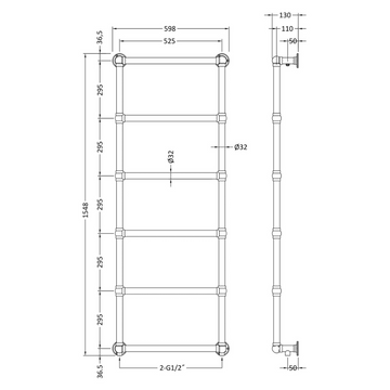 HR Countess 1550 x 600mm Towel Rail