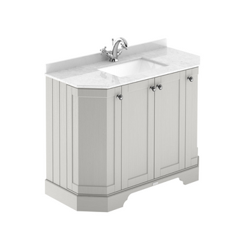 HR Floor Standing 4 Door Angled Vanity Unit with 1 Tap Hole White Marble Top 1000mm