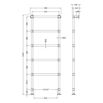 HR Countess 1550 x 600mm Towel Rail