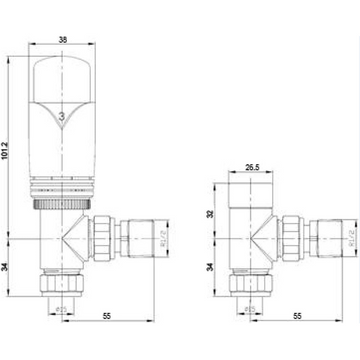 Angled Thermostatic Radiator Valve Pack