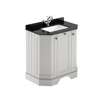 HR Floor Standing 3 Door Angled Vanity Unit with 1 Tap Hole Black Marble Top 750mm
