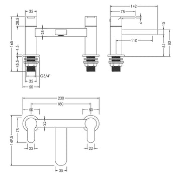 Arvan Deck Mounted Bath Filler