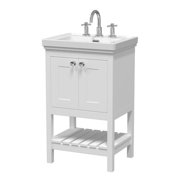 HR Bexley Floor Standing 2 Door 1 Shelf Vanity & 3 Tap Hole Fireclay Basin, 500mm