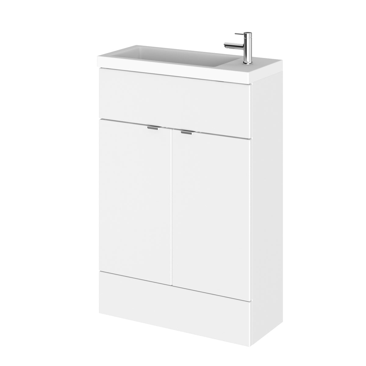 HR Fusion Floor Standing 2 Door Vanity Unit & Polymarble Basin Compact 600mm