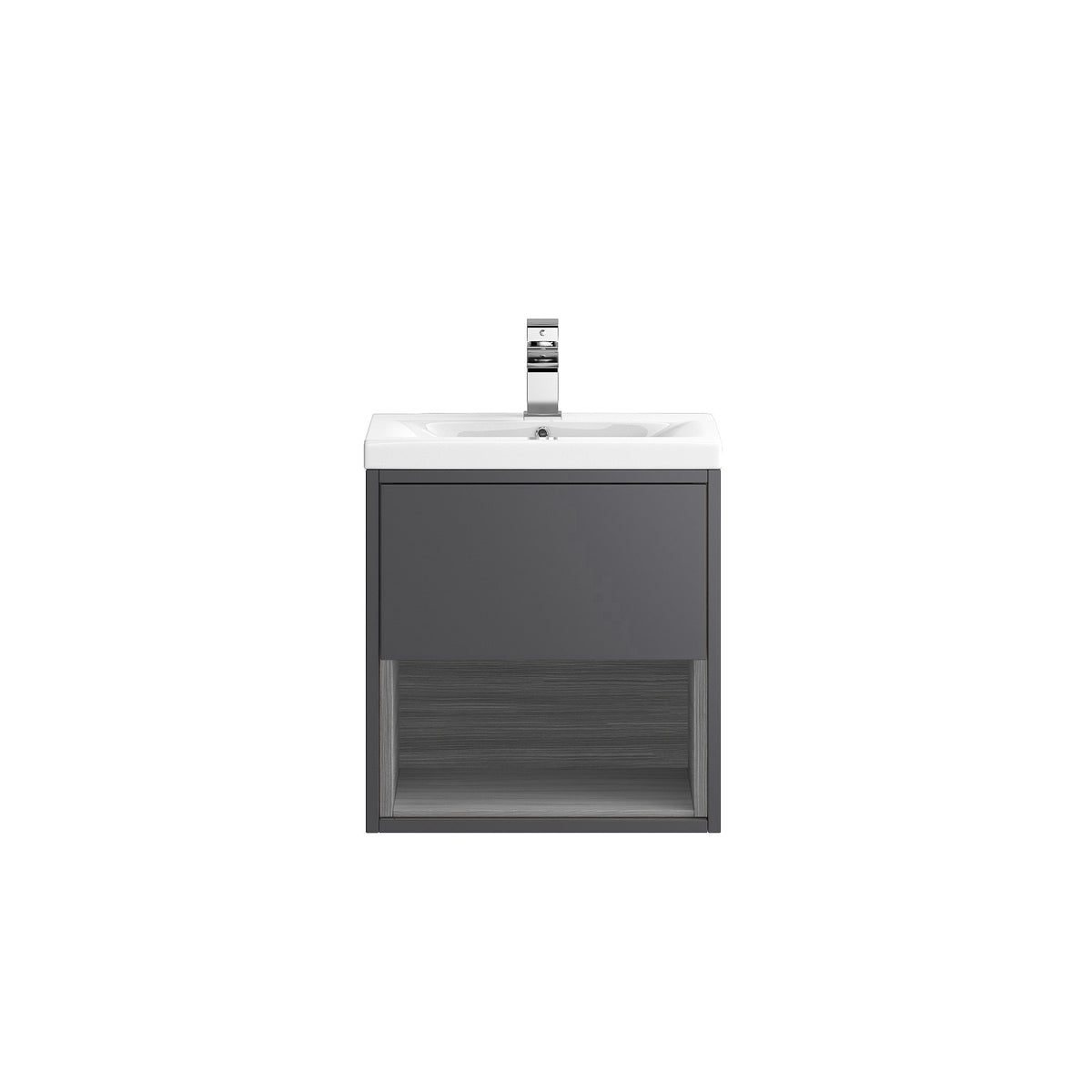 HR Coast Wall Hung 1 Drawer 1 Shelf Vanity Unit with Mid-Edge Ceramic Basin 500mm