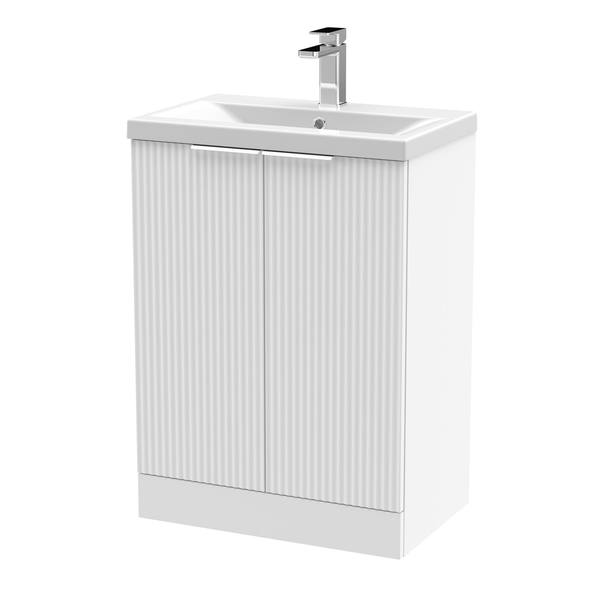 HR Fluted 600mm Floor Standing 2-Door Vanity and Mid-Edge Basin