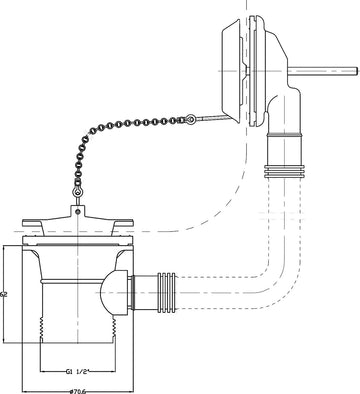 Retainer Bath Waste Brass & Ball Chain
