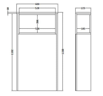 HR Coast Floor Standing WC Unit with Open Shelf 600mm