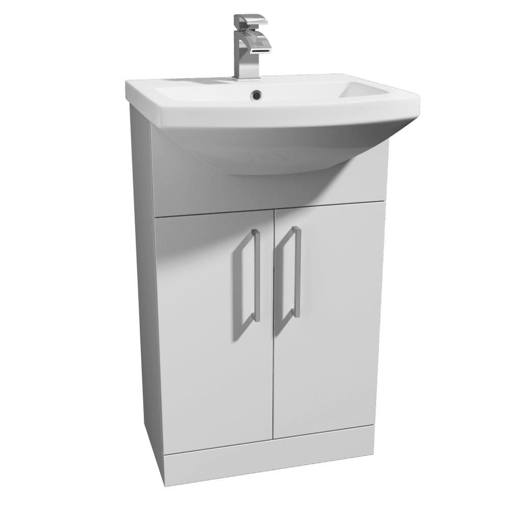 KARTELL Trim 550mm 1 Tap Hole Vanity Unit Set including Basin - White Gloss