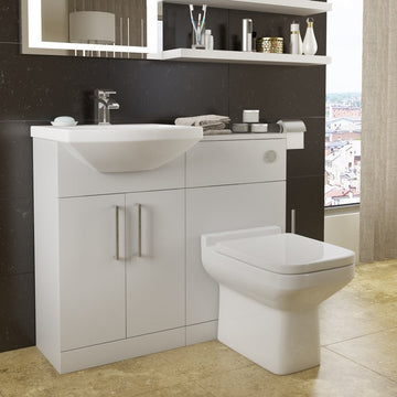 KARTELL Trim 550mm 1 Tap Hole Vanity Unit Set including Basin - White Gloss