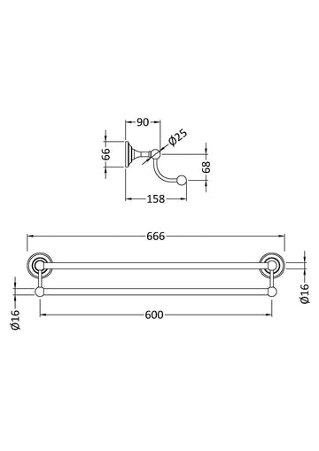 Traditional Double Towel Rail